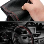 Direksiyon Kılıfı Düz Deri Dikişli Dikmeli Direksiyon Kılıfı Kırmızı Dikişli