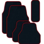 Halı Oto Paspas Seti Siyah Kırmızı Kenar 5 Parça Set