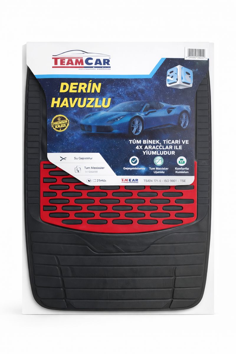1a55f2b9-8fe0-4238-b020-587cdfe9f658-md Team Car 3D Derin Havuzlu Universal Oto Paspas Seti – Kırmızı Siyah - Görsel 1