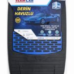 Team Car 3D Derin Havuzlu Universal Oto Paspas Seti – Mavi Siyah