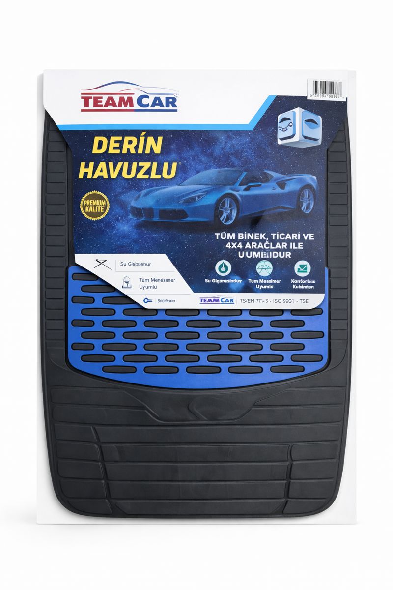 5411ca43-4de0-4f1b-8145-e12a202cbdaf-md Team Car 3D Derin Havuzlu Universal Oto Paspas Seti – Mavi Siyah - Görsel 1