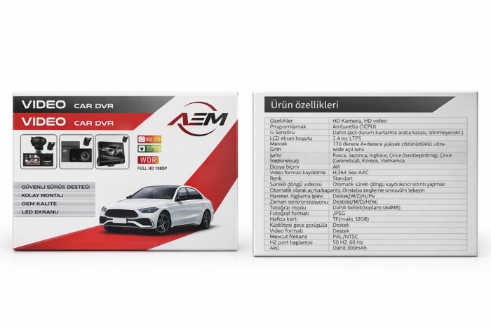 Aem DVR Ön Arka Kamera – Black Oto