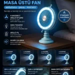 ışıklı 4 kademeli masa üstü fan güçlü üfleme şık tasarım şarjlı